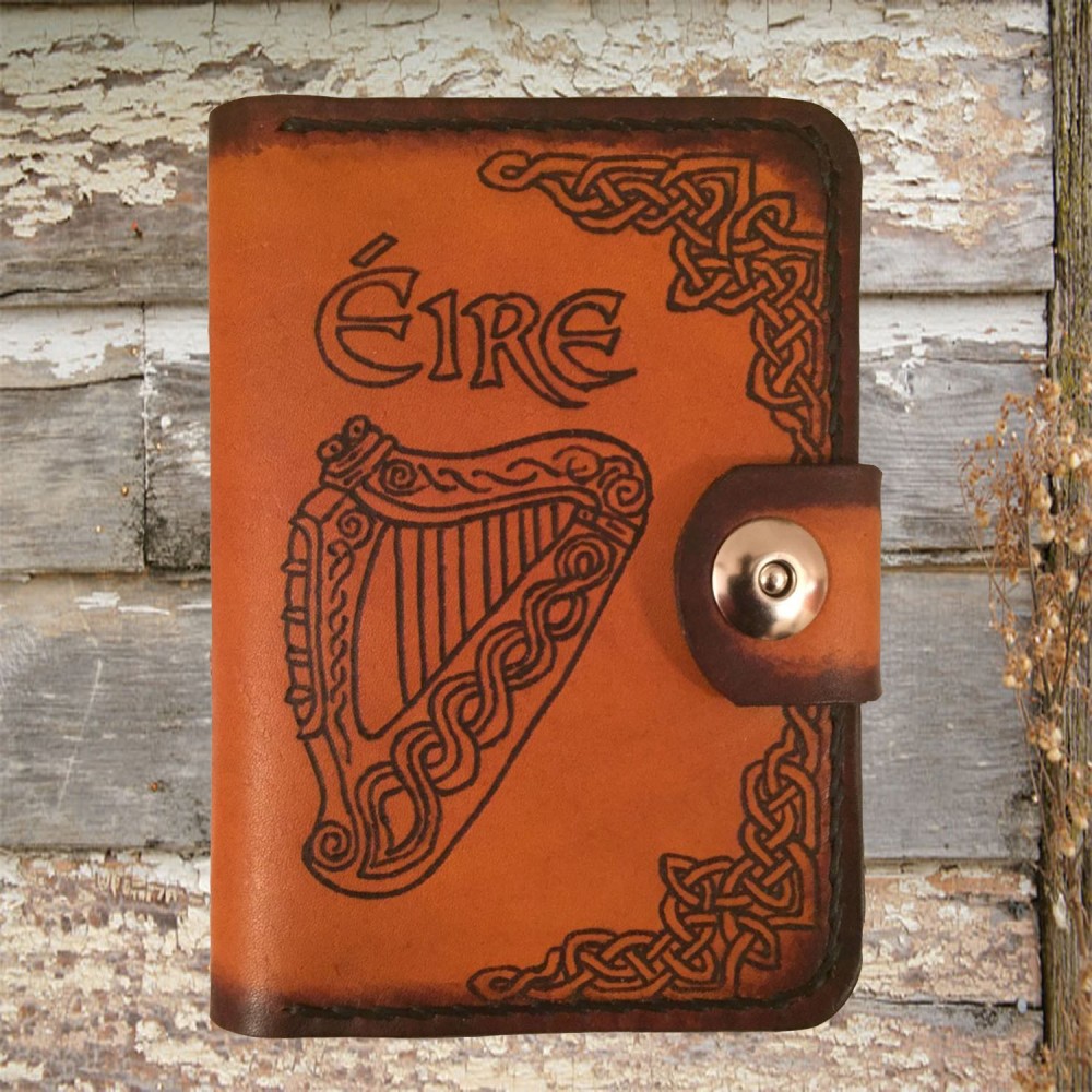 Irish Harp Leather Passport Holder