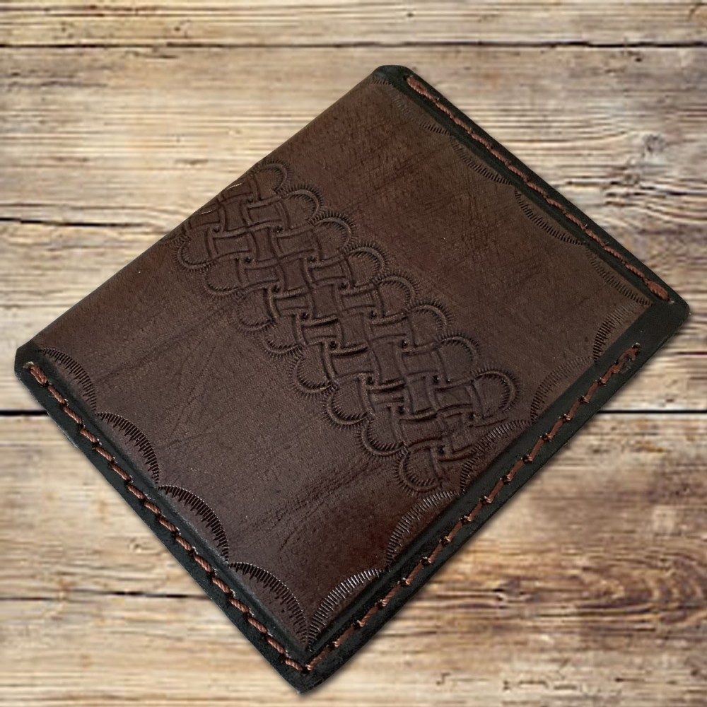 Handmade 8 card trifold leather wallet