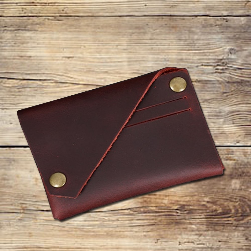 Handmade folded coffee leather card wallet