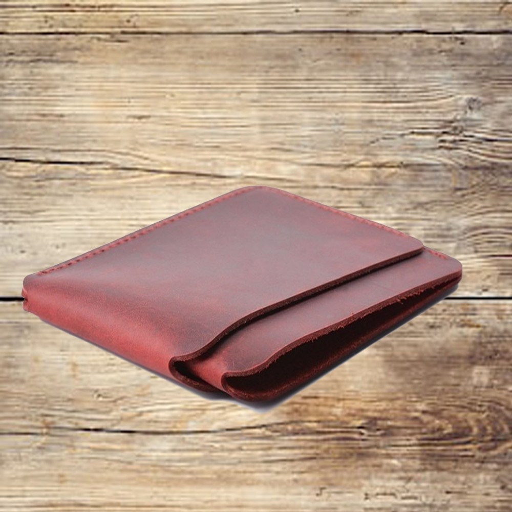 Handmade red leather card wallet
