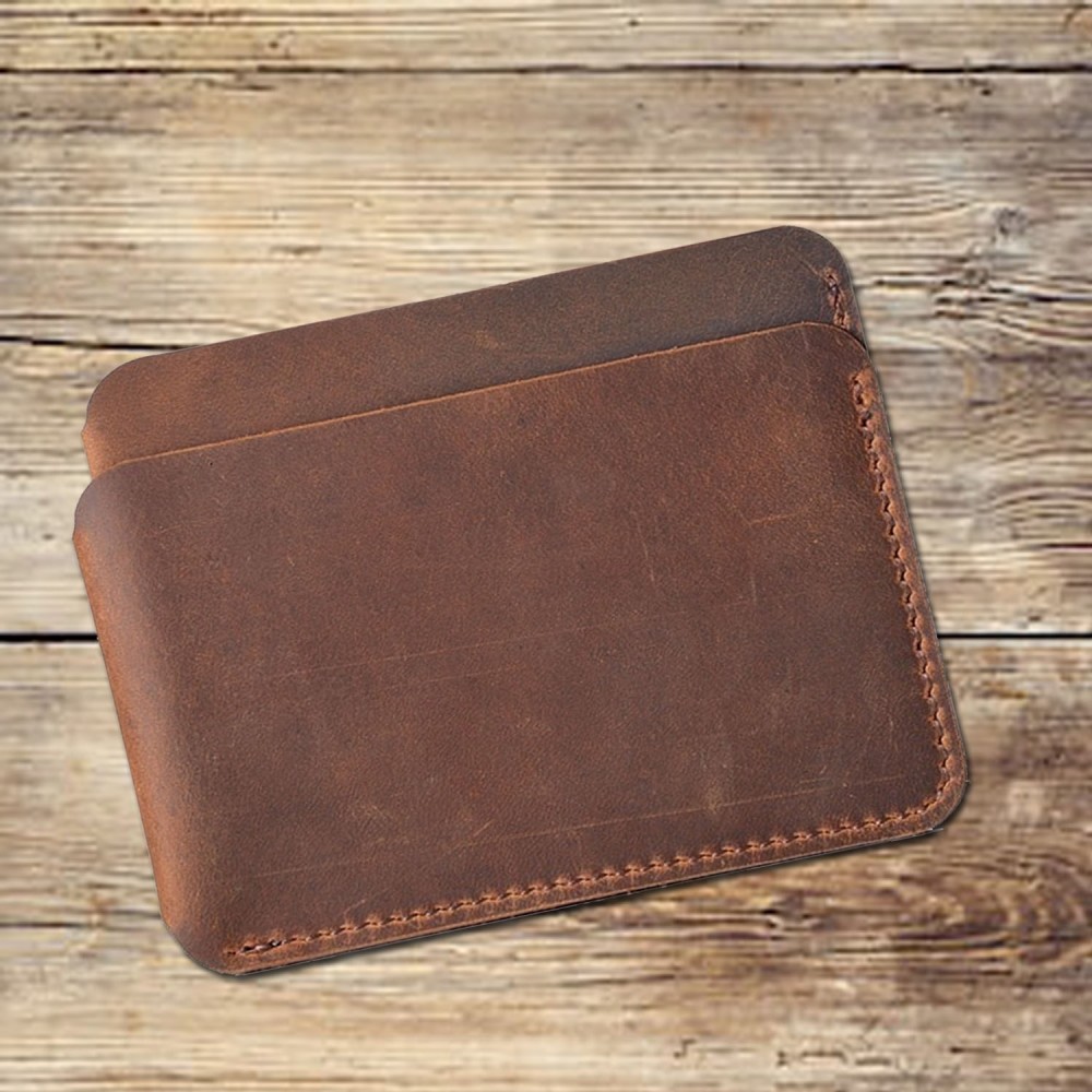 Handmade coffee leather card wallet