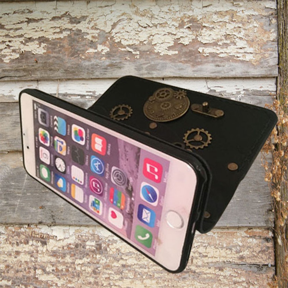Steampunk iPhone folio leather case