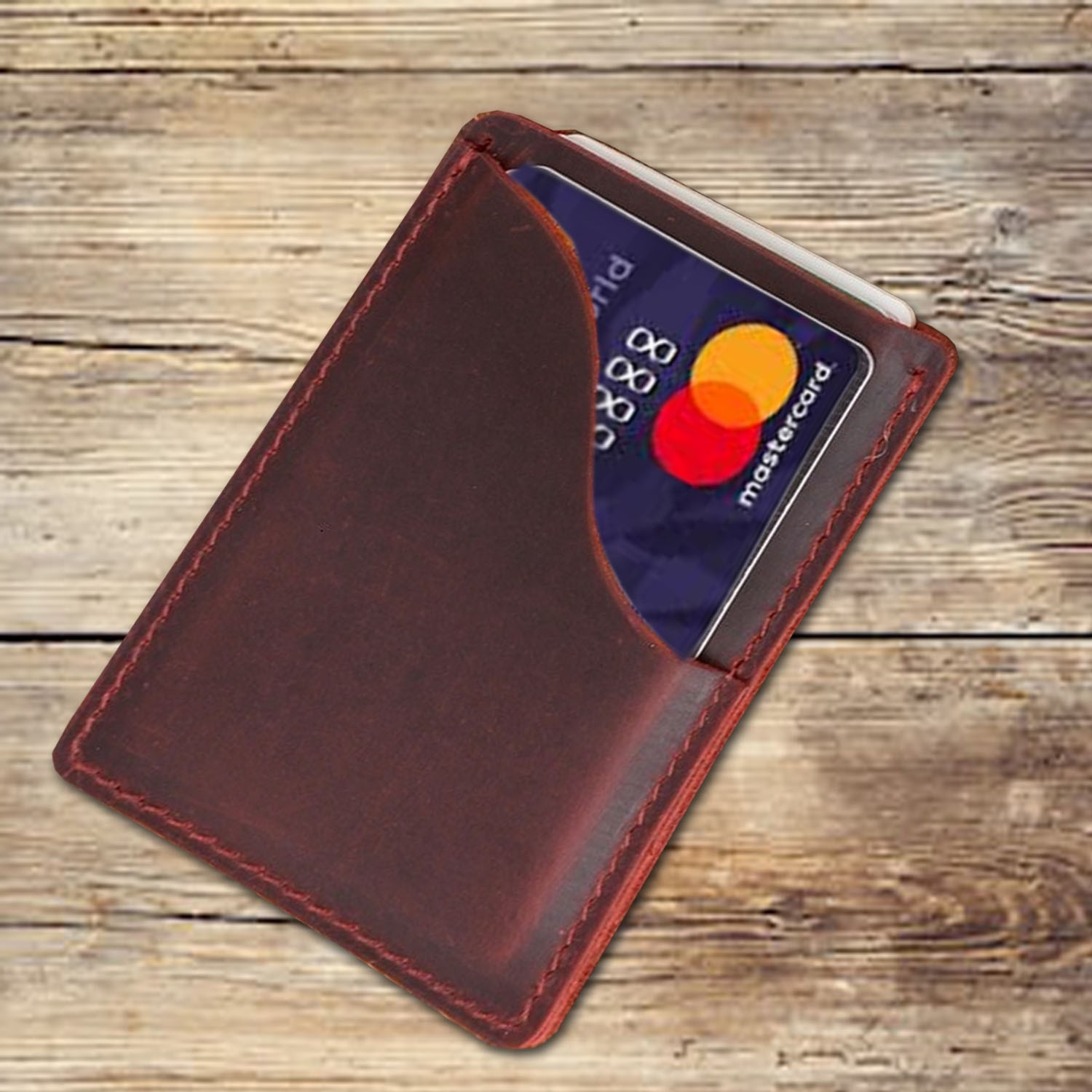 2 slots black leather card wallet