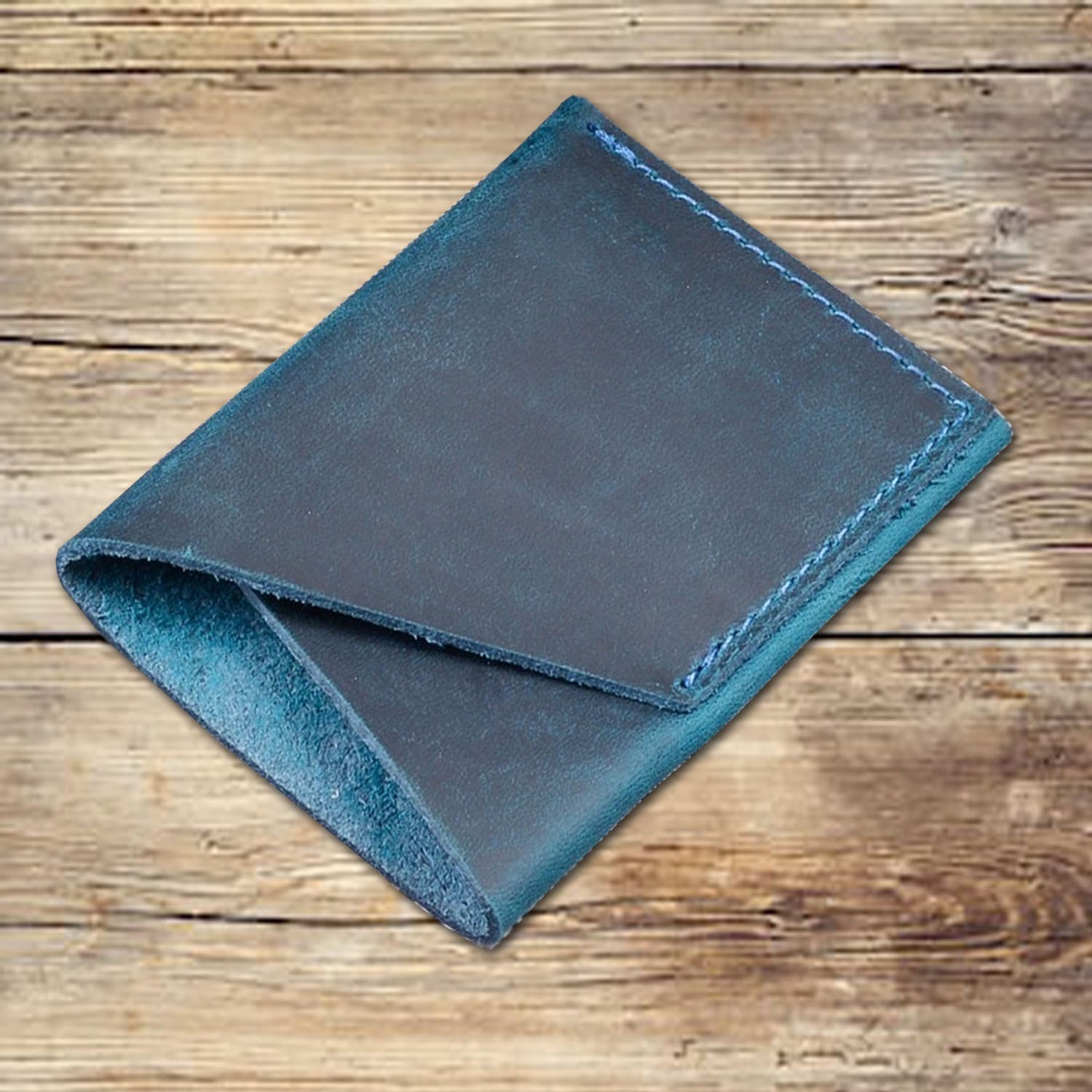 2 slots folded black leather card wallet