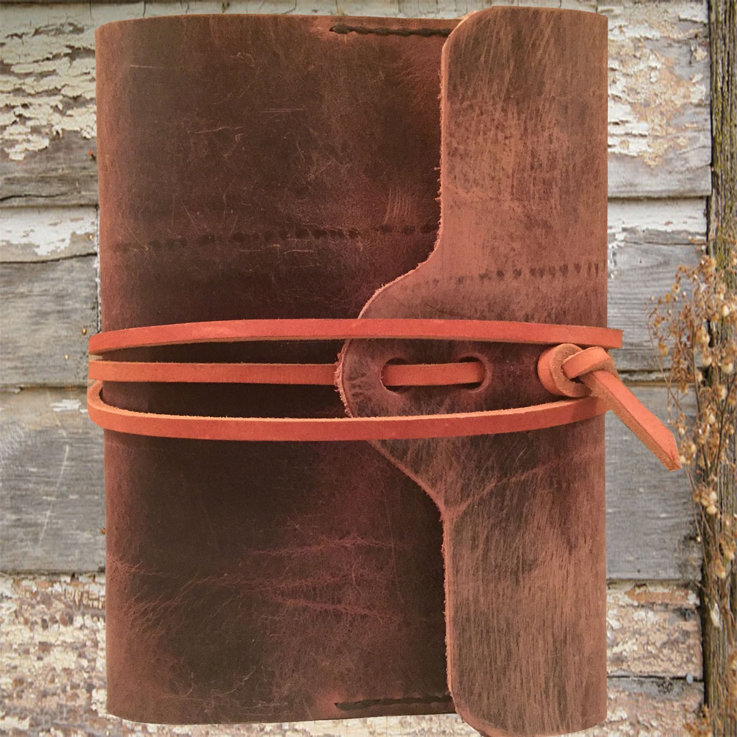 Wraparound refillable leather journal