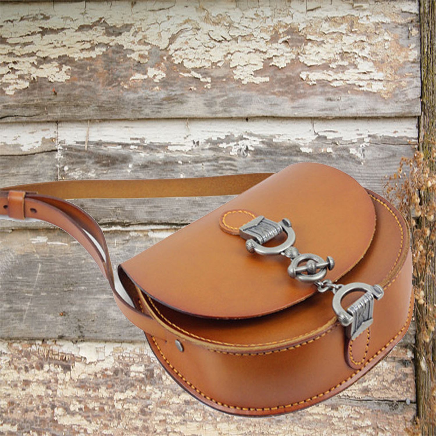 Brown Leather Messenger Crossbody Shoulder Bag