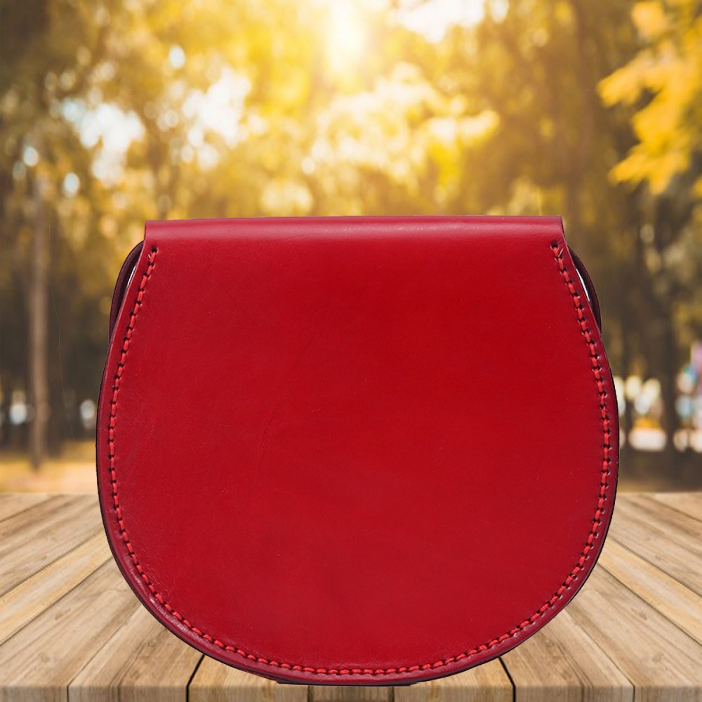 Red Leather Messenger Crossbody Shoulder Bag