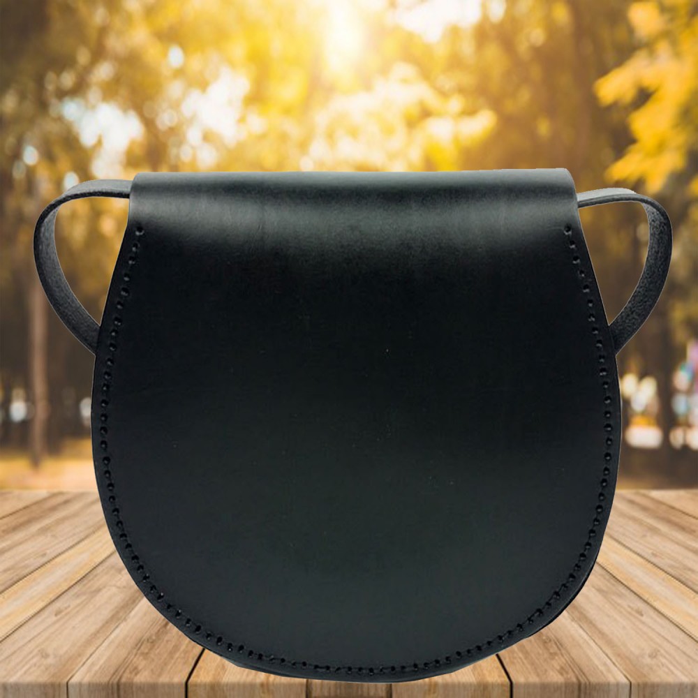 Black Leather Messenger Crossbody Shoulder Bag