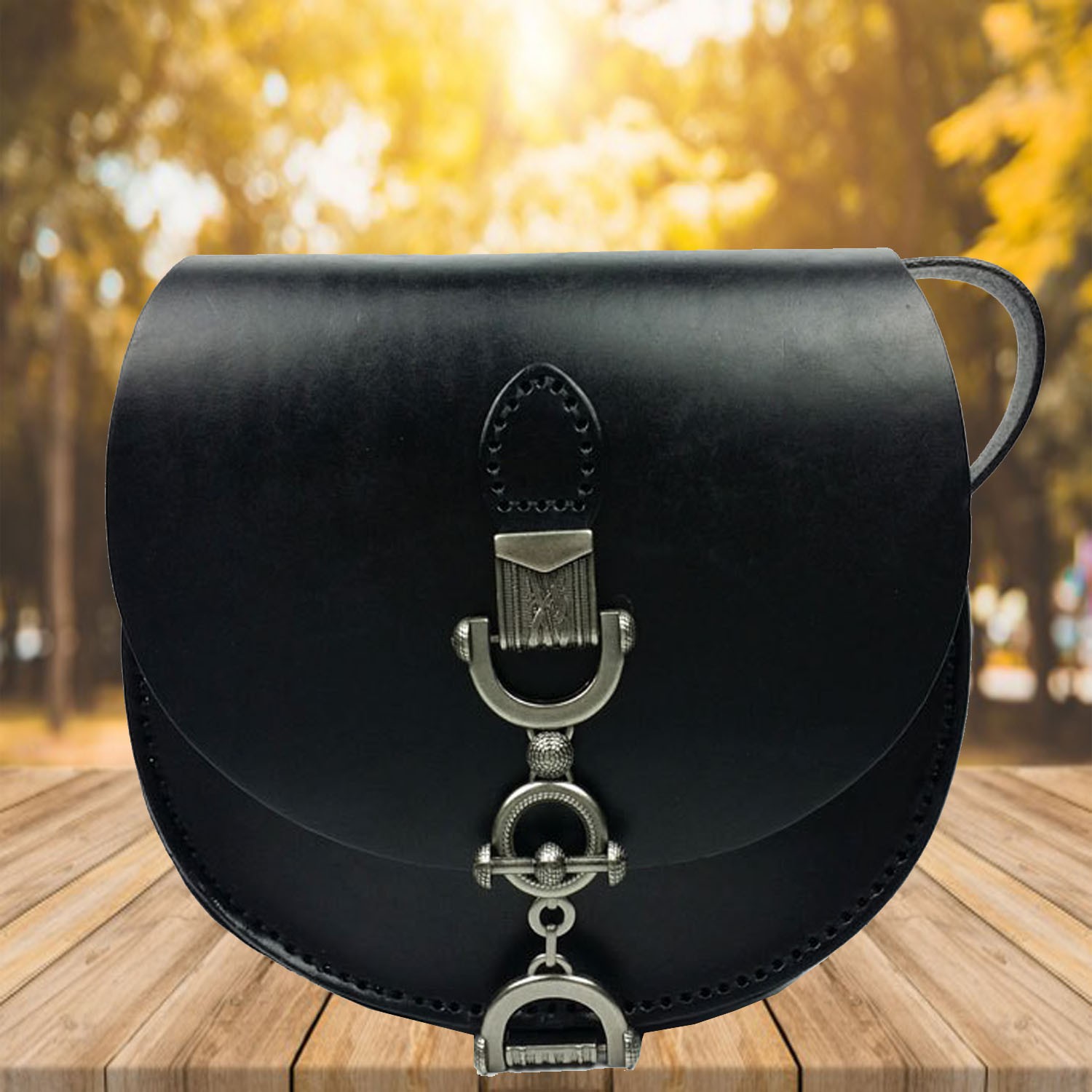 Coffee Leather Messenger Crossbody Shoulder Bag