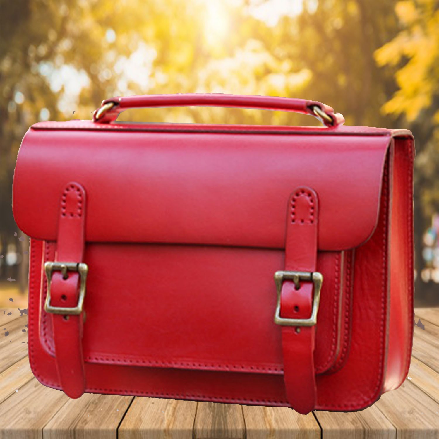 Red Leather Satchel Bag